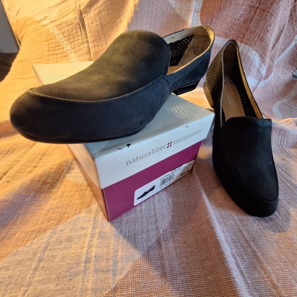 Naturalizer Womens Letta Black Leather Loafer 8.5M